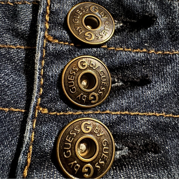 G by Guess Sachet Mini Denim Jean Skirt in Dark Destroy Wash Size 29 - Picture 5 of 12